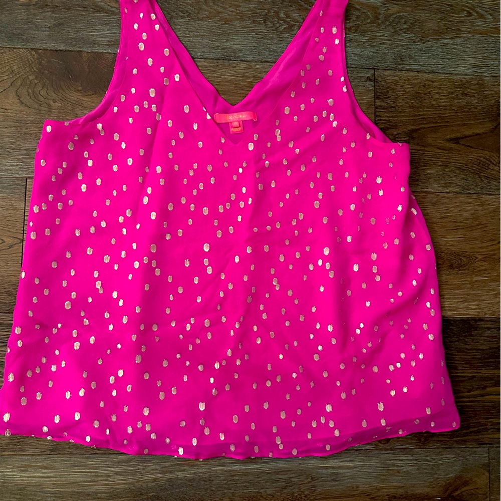 NWOT Lilly Pulitzer Florin Silk Sleeveless elderberry gold size xl
